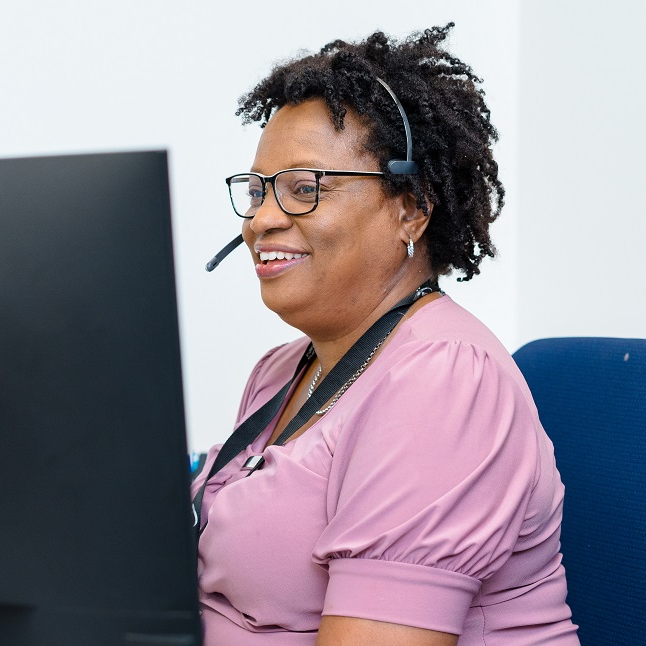 Cayman Islands Civil Servant communications via headset.