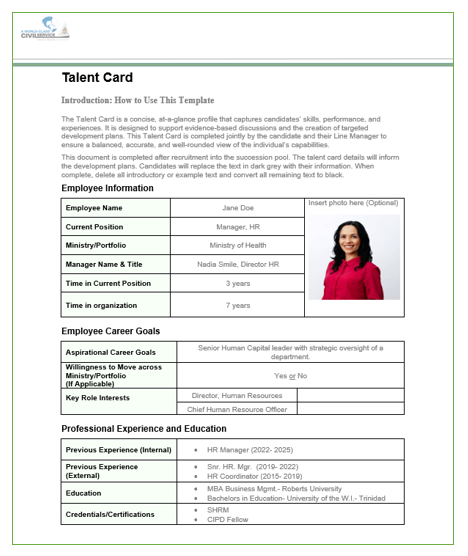 Talent card