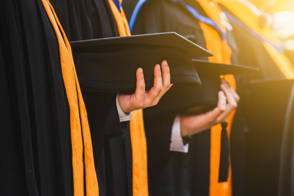 Graduation caps and gowns