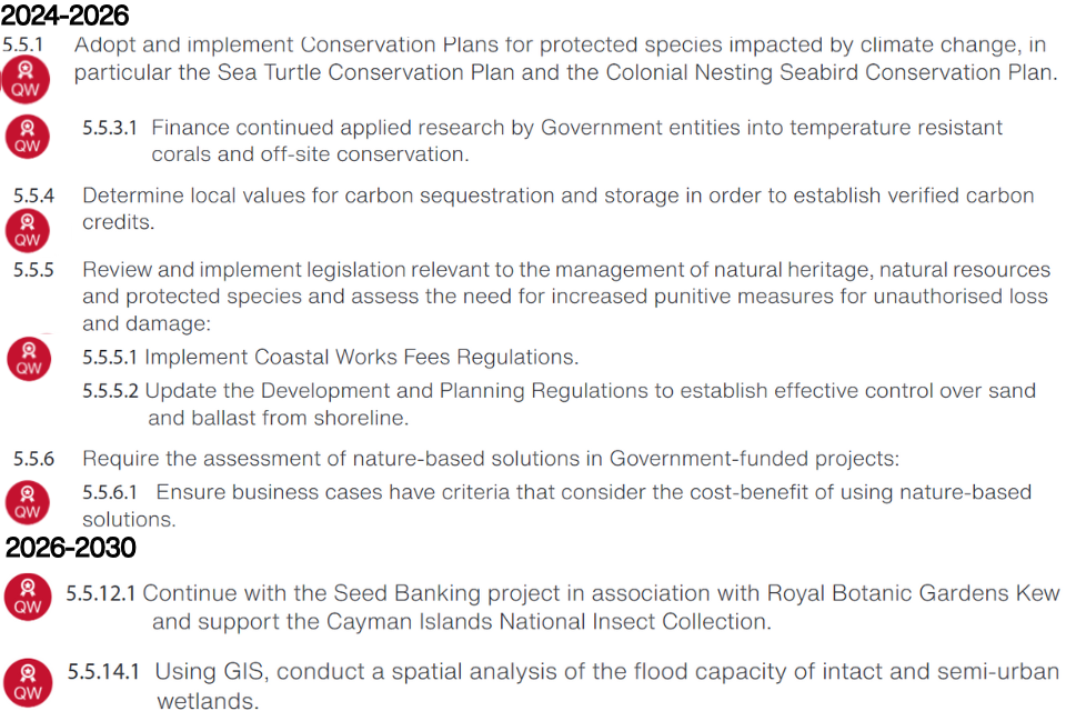 Quick wins for a Robust Economy as part of the Climate Change Policy of the Cayman Islands